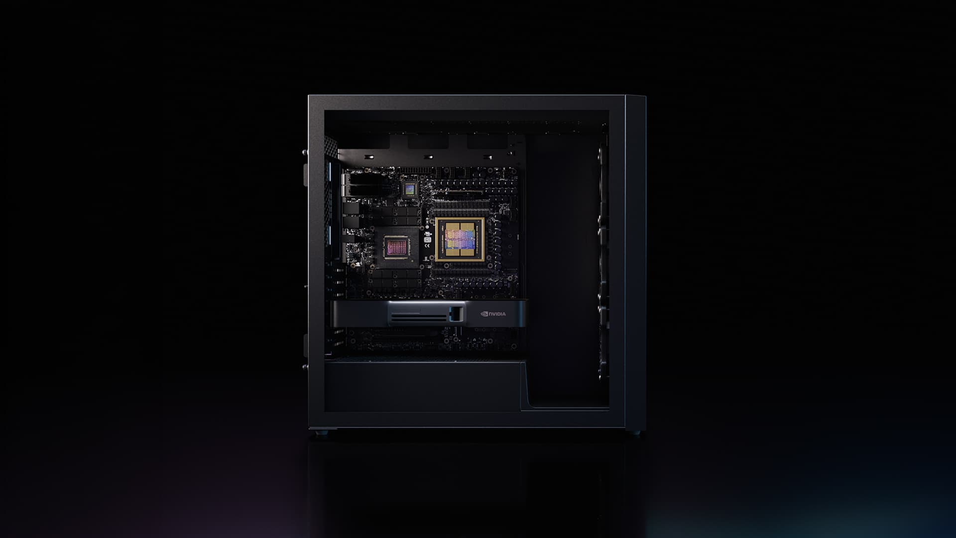 NVIDIA DGX Station for Windows 官方產品照，黑色塔式桌邊 AI 超級電腦