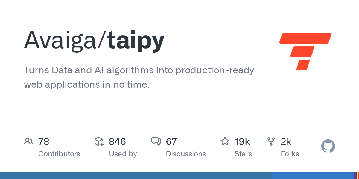 Avaiga/taipy on GitHub