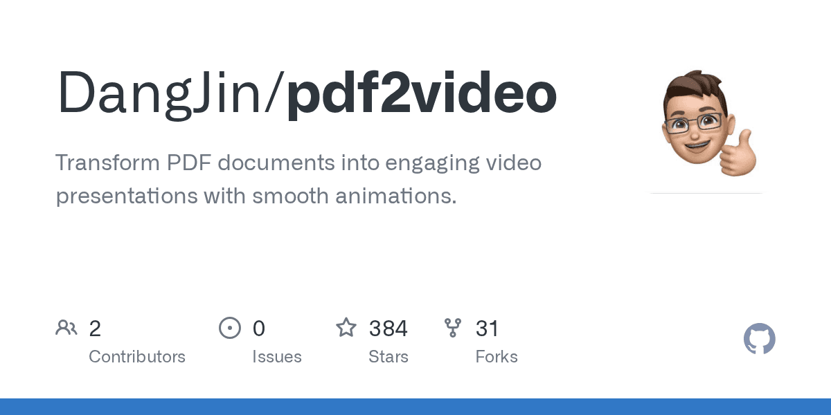 DangJin/pdf2video on GitHub