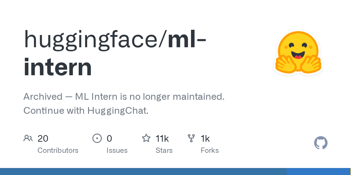 huggingface/ml-intern on GitHub