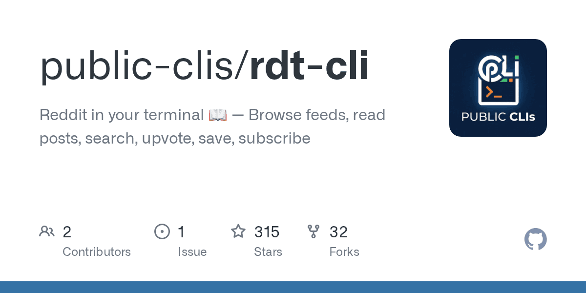 public-clis/rdt-cli on GitHub