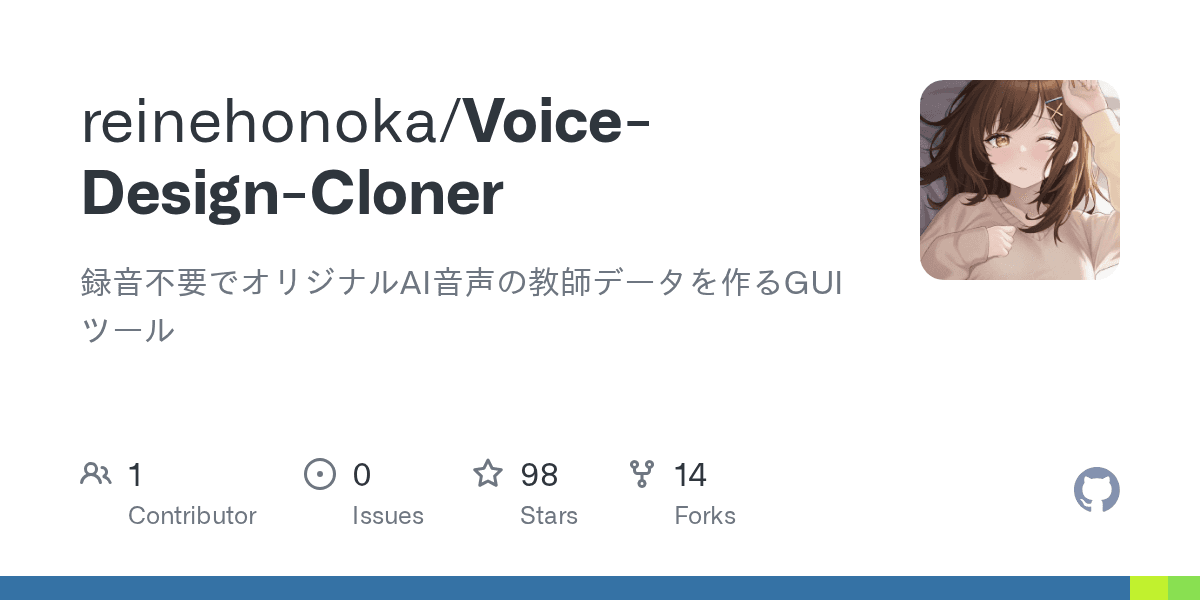 reinehonoka/Voice-Design-Cloner on GitHub